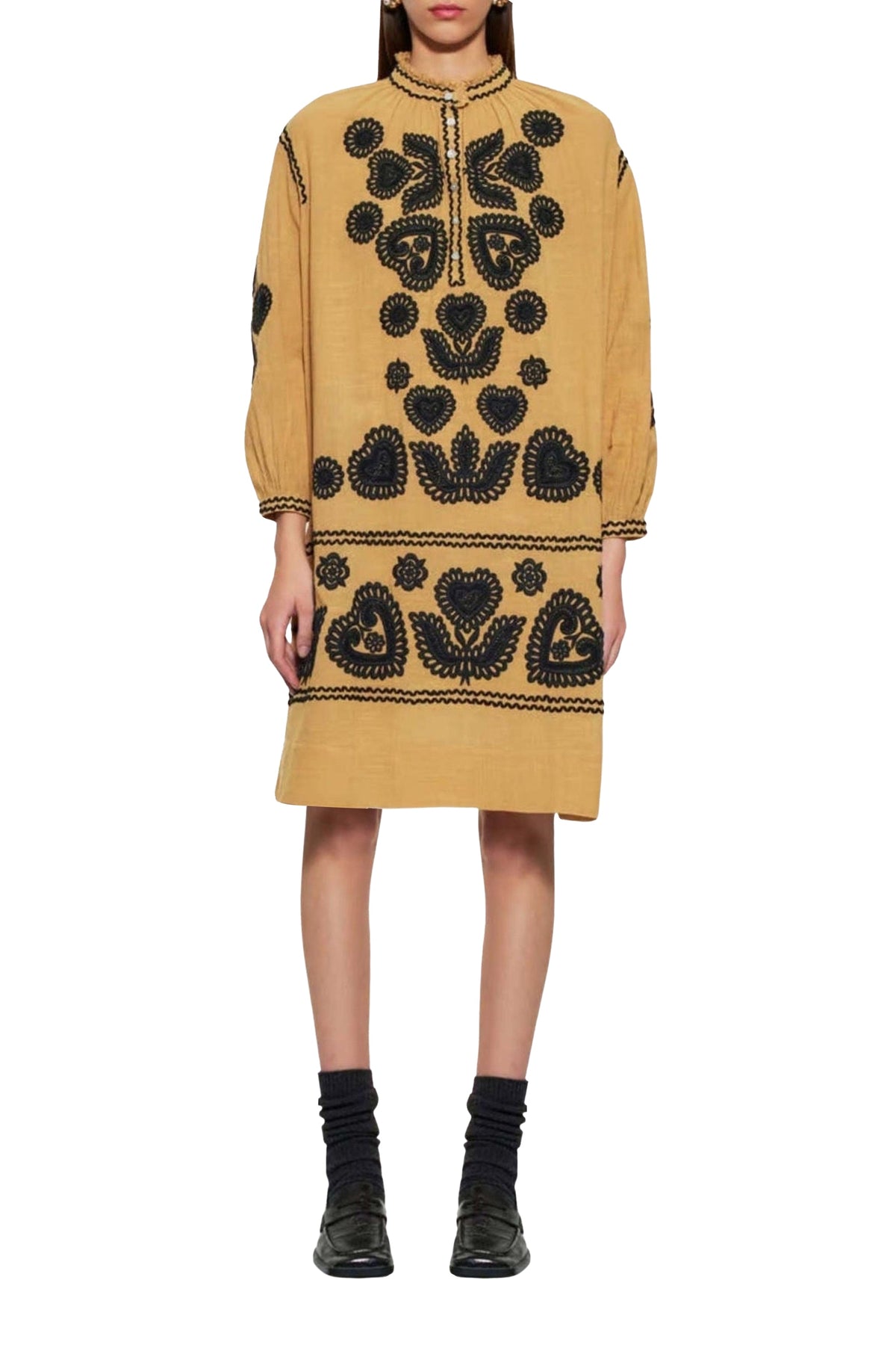 Robe brodée Robby - Camel
