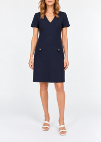 Short V-neck dress - Navy