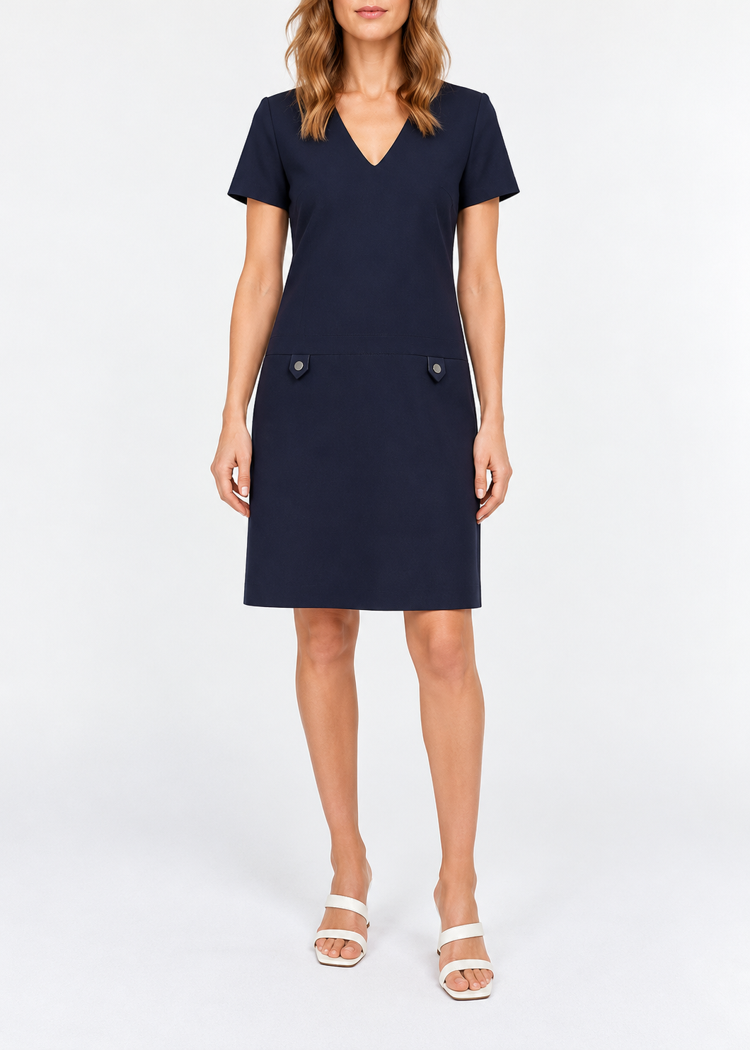 Short V-neck dress - Navy