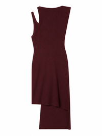 Oblique ribbed knit dress - Burgundy