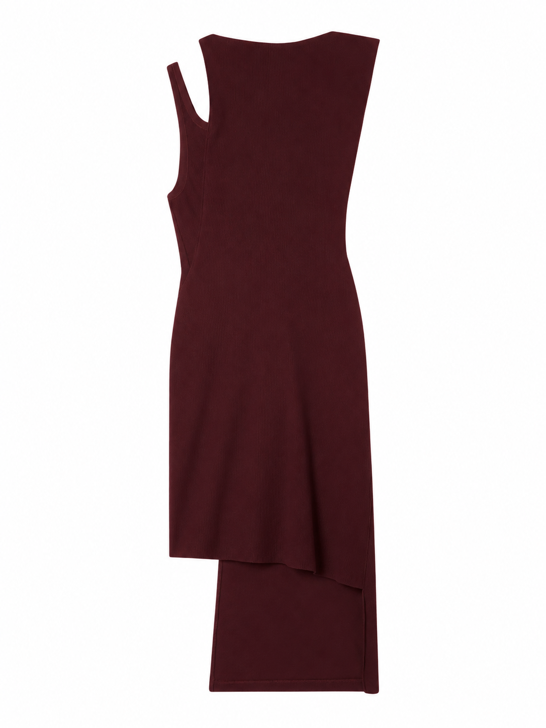 Oblique ribbed knit dress - Burgundy