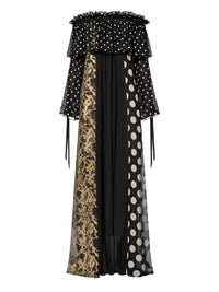 Robe sirène avec empiècements en soie - Noir & Blanc