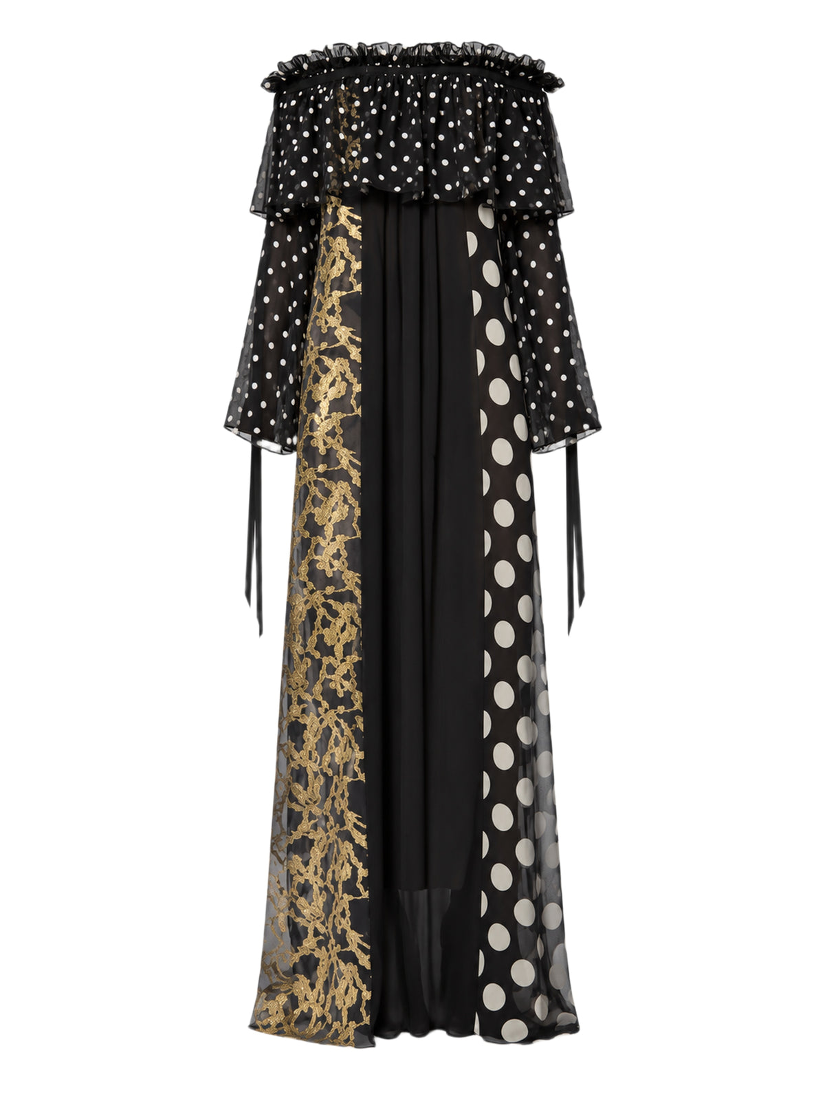 Robe sirène avec empiècements en soie - Noir & Blanc