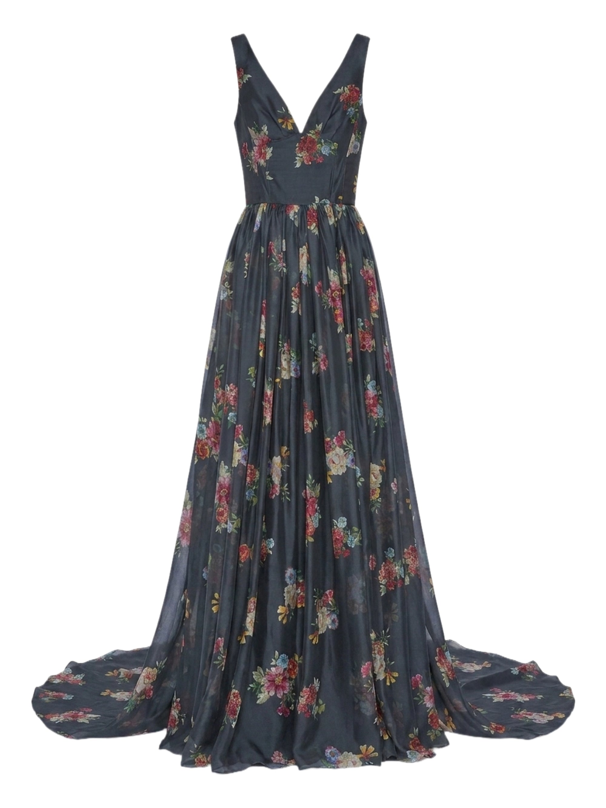 Silk chiffon evening dress - Giallo Fantasia Oro