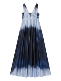 Robe longue coupe empire dégradé en soie - Blu Sfumato