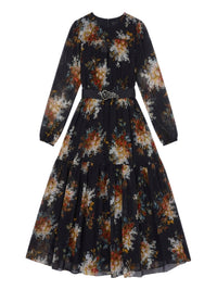 Robe avec ceinture bijou et manches longues - Nero Fantasia