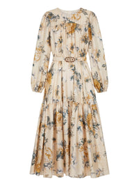 Robe longue en soie avec ceinture - Crema Fantasia