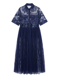 Robe chemise en organza avec poches - Blu