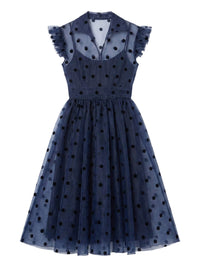 Robe babydoll en organza à pois et manches courtes - Blu & Nero