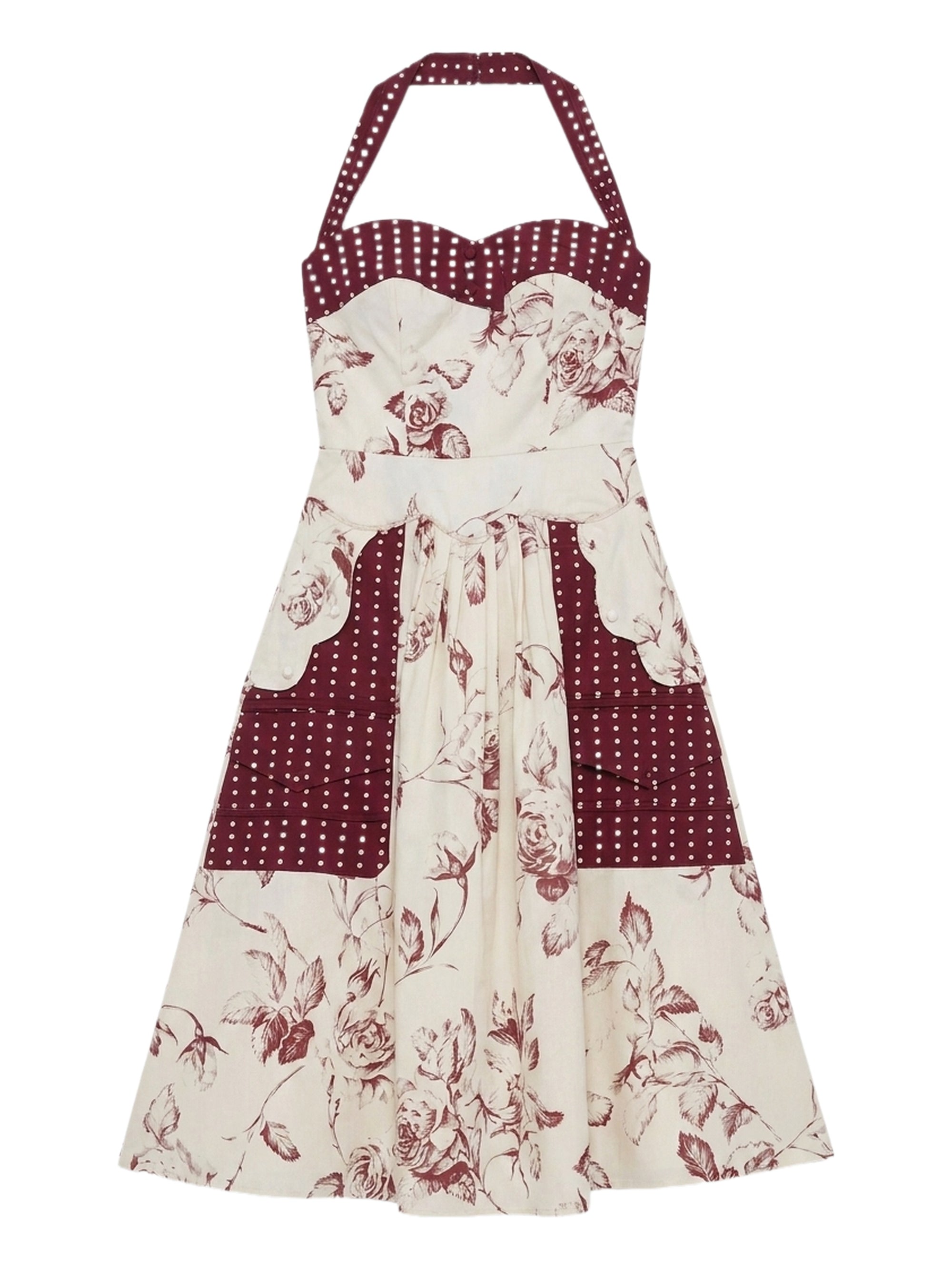 Robe midi fleurs avec décolleté cœur - Vaniglia & Bordeaux