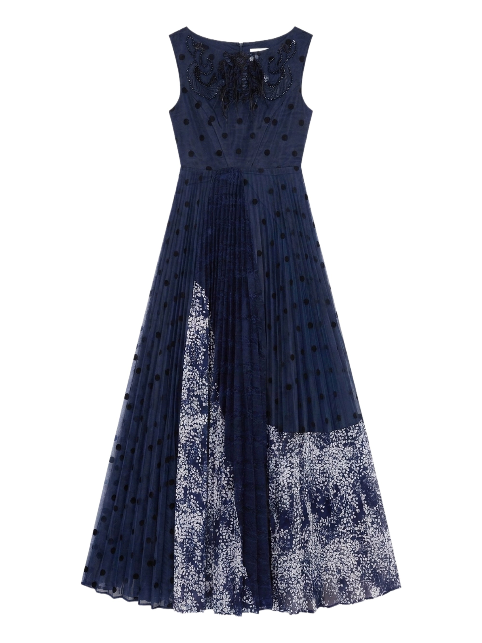 Robe midi en organza avec jupe plissée - Blu Fantasia