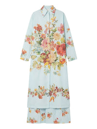 Robe chemise midi avec fente - Azzurro Fantasia Rosso