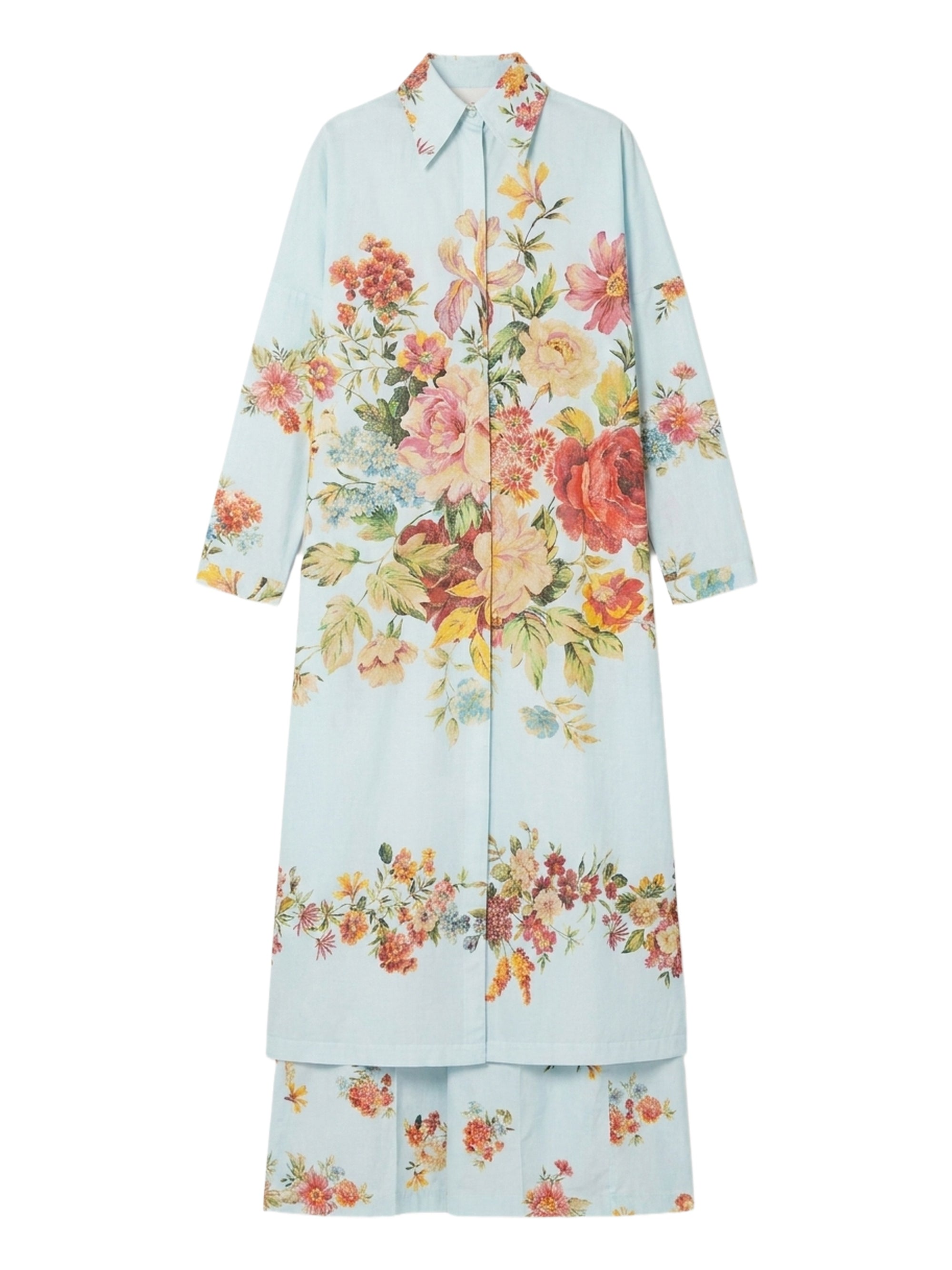 Robe chemise midi avec fente - Azzurro Fantasia Rosso