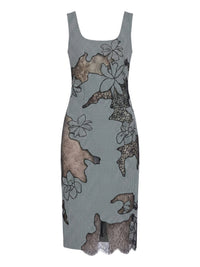 Robe intarsiée en lin - Nero Fantasia Bianco