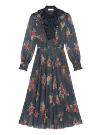 Robe à imprimé fleurs en soie - Nero Fantasia Rosso