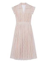 Robe midi avec ceinture à la taille à pois - Cipria & Bianco