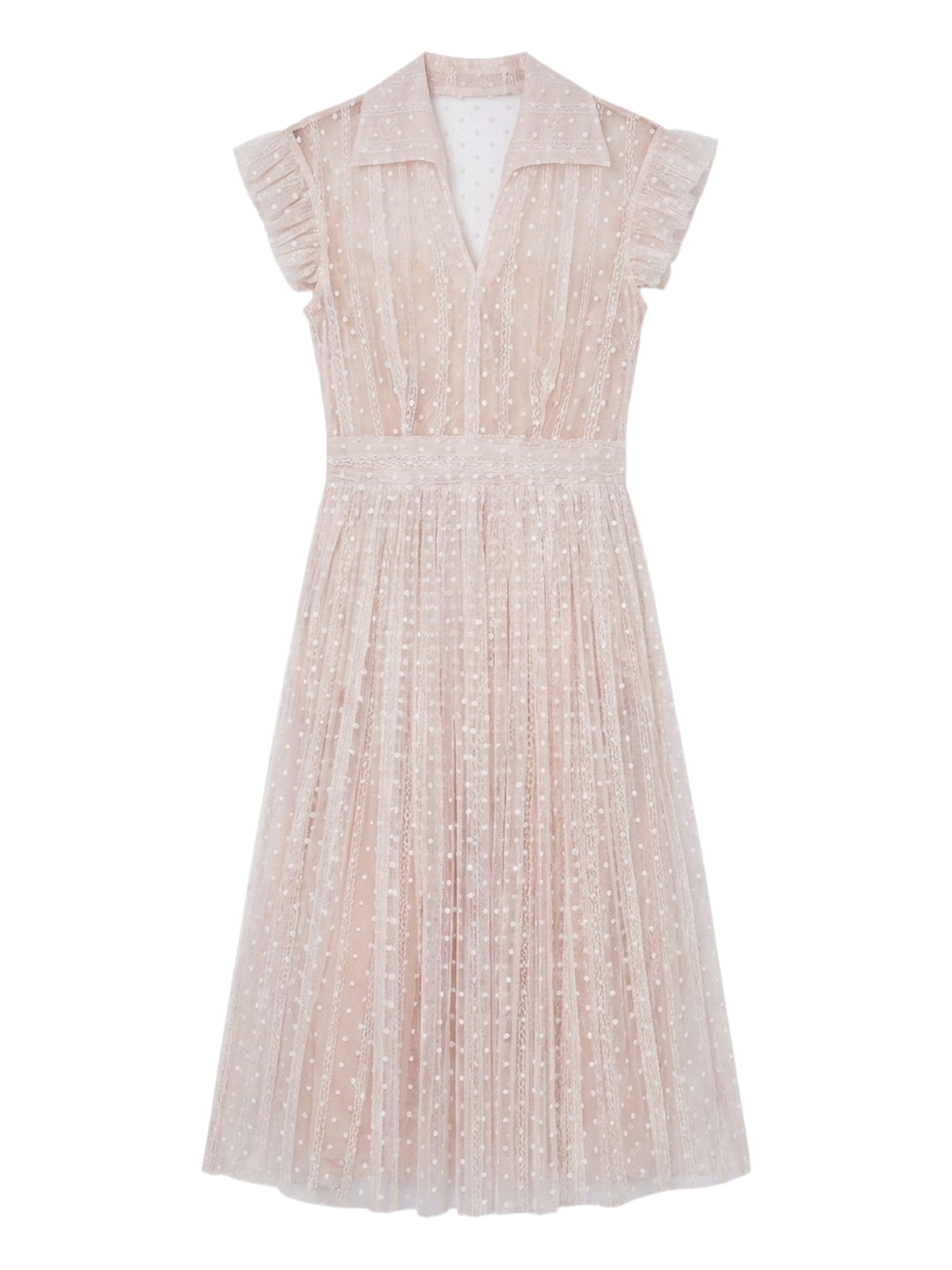 Robe midi avec ceinture à la taille à pois - Cipria & Bianco