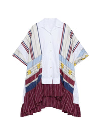 Robe chemise avec insertions passepoil en soie - Avorio Fantasia