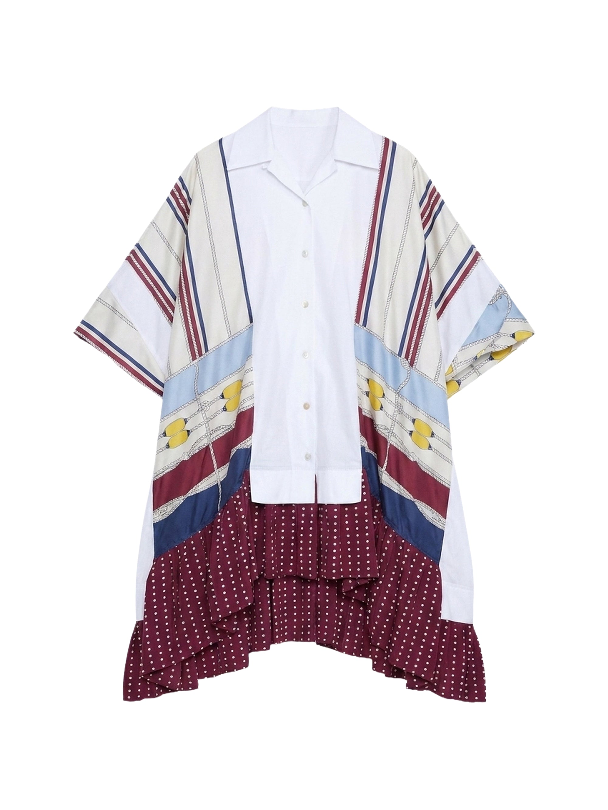 Robe chemise avec insertions passepoil en soie - Avorio Fantasia