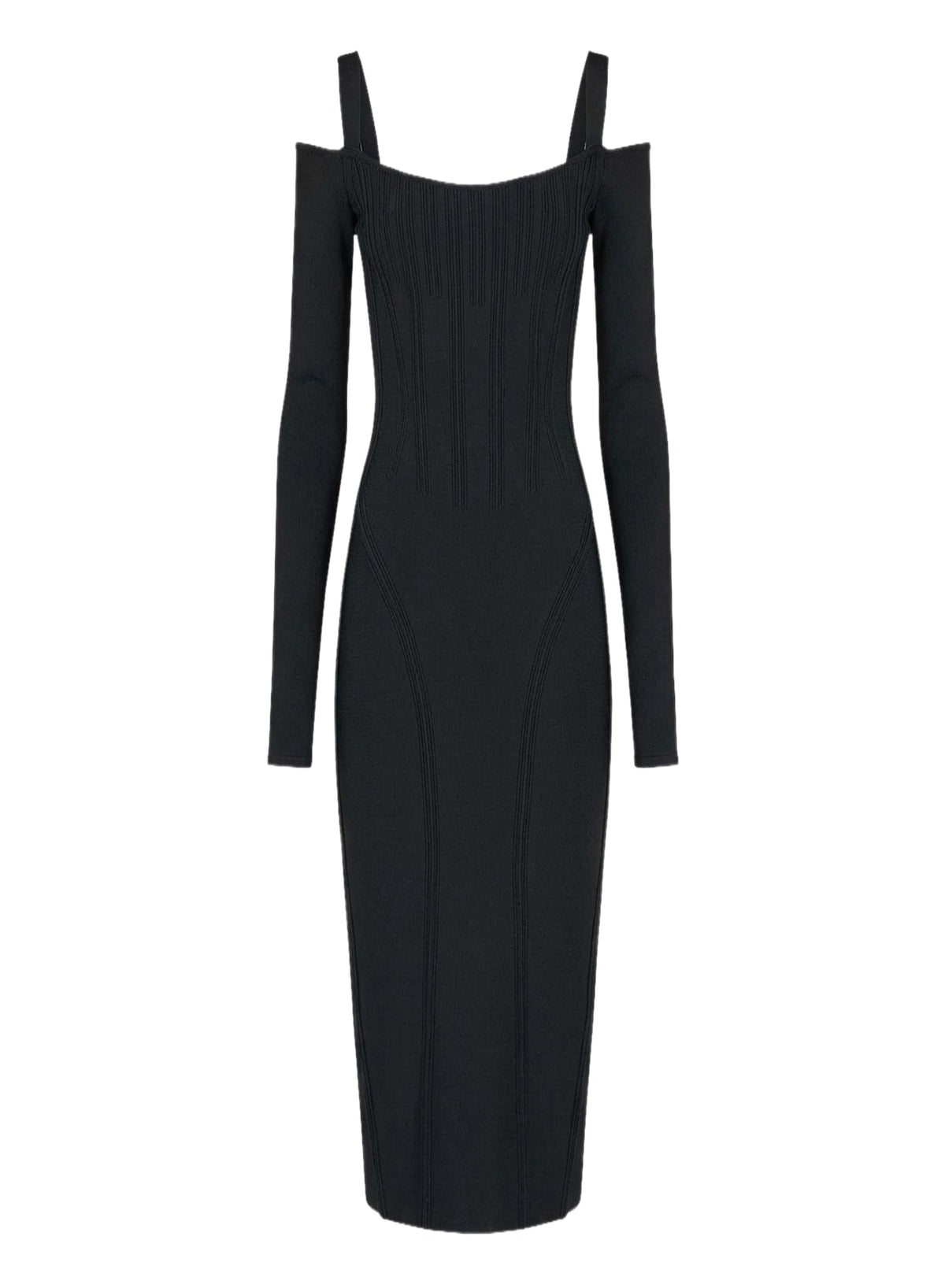 BLACK // black boning detail knit dress