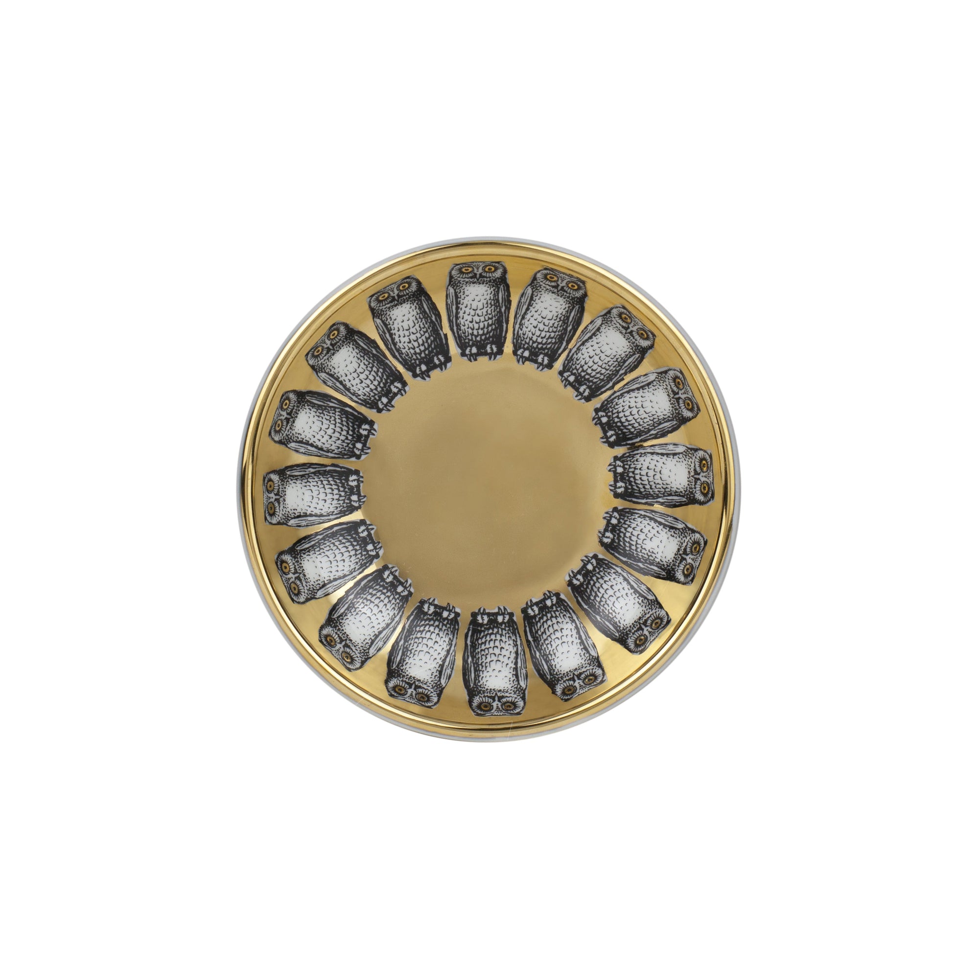 Giro di civette round porcelain ashtray - Gold & Black & White