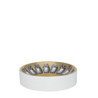 Giro di civette round porcelain ashtray - Gold & Black & White