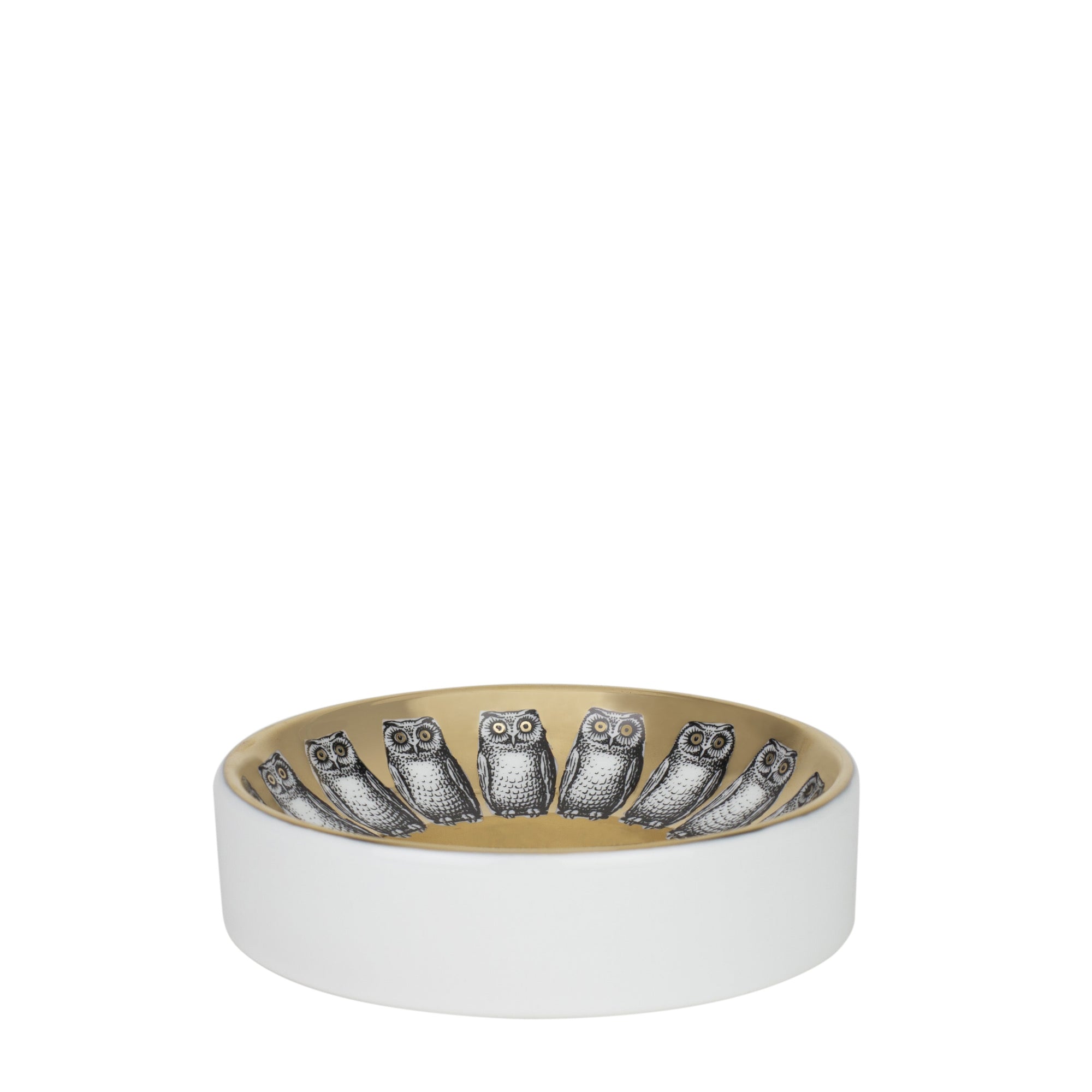 Giro di civette round porcelain ashtray - Gold & Black & White