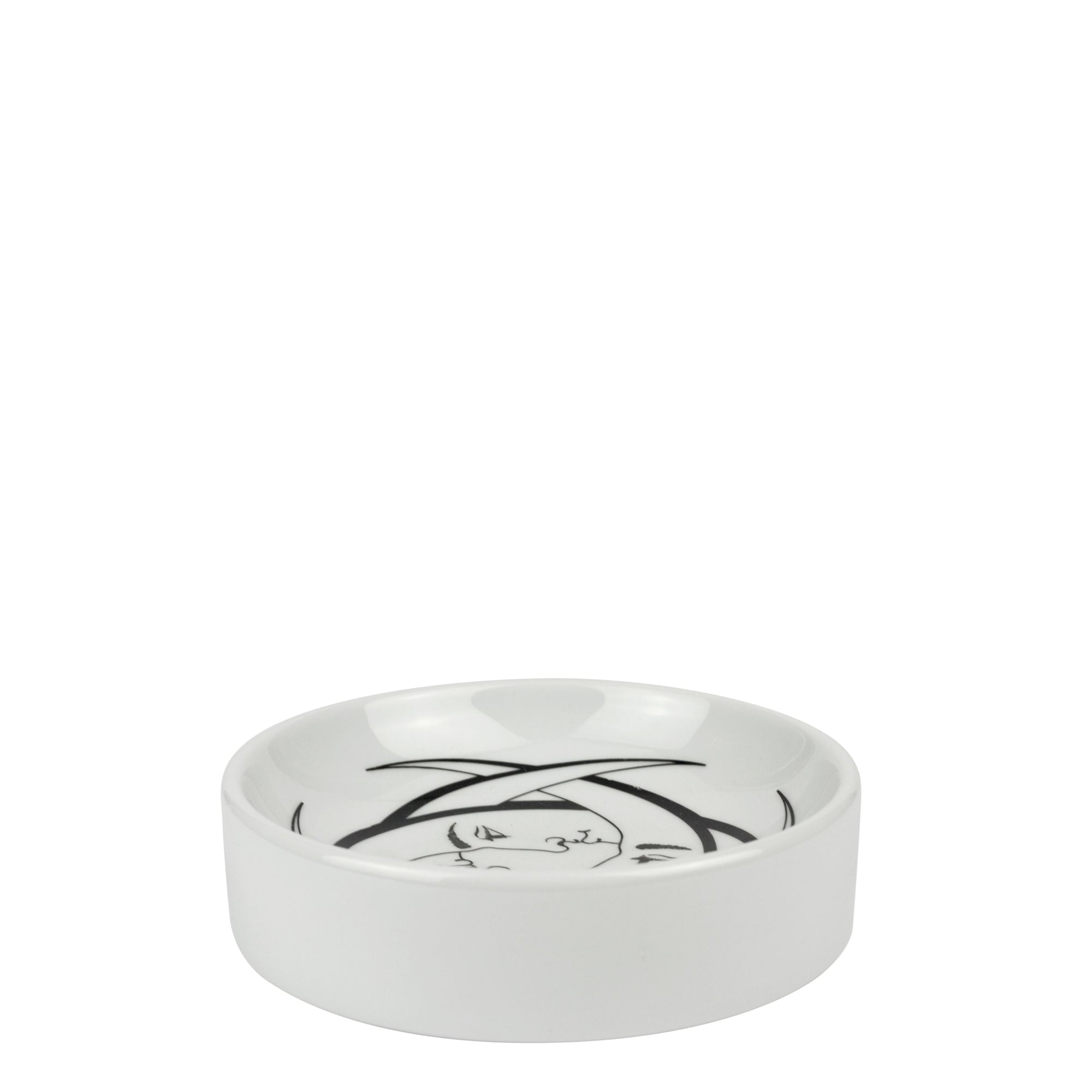 Lune Intrecciate round porcelain ashtray - Black & White