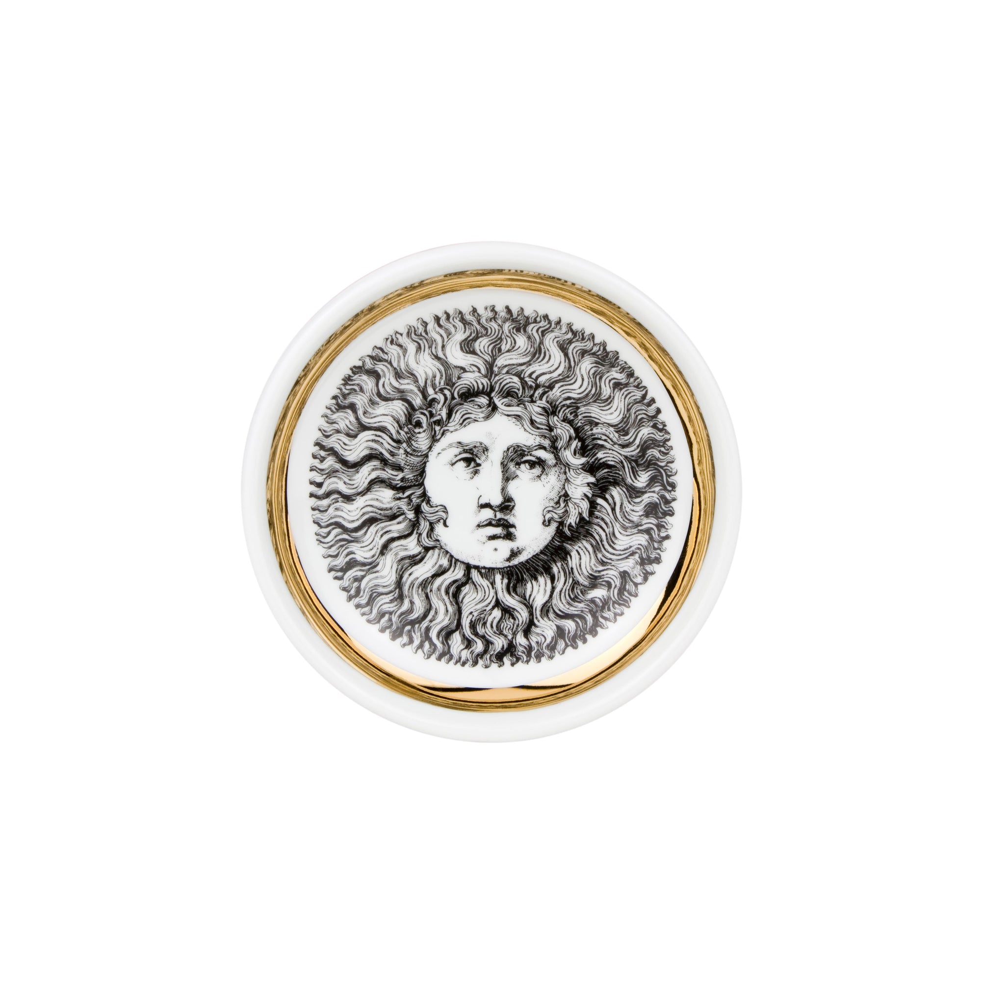 Re Sole round porcelain ashtray - Gold & Black & White