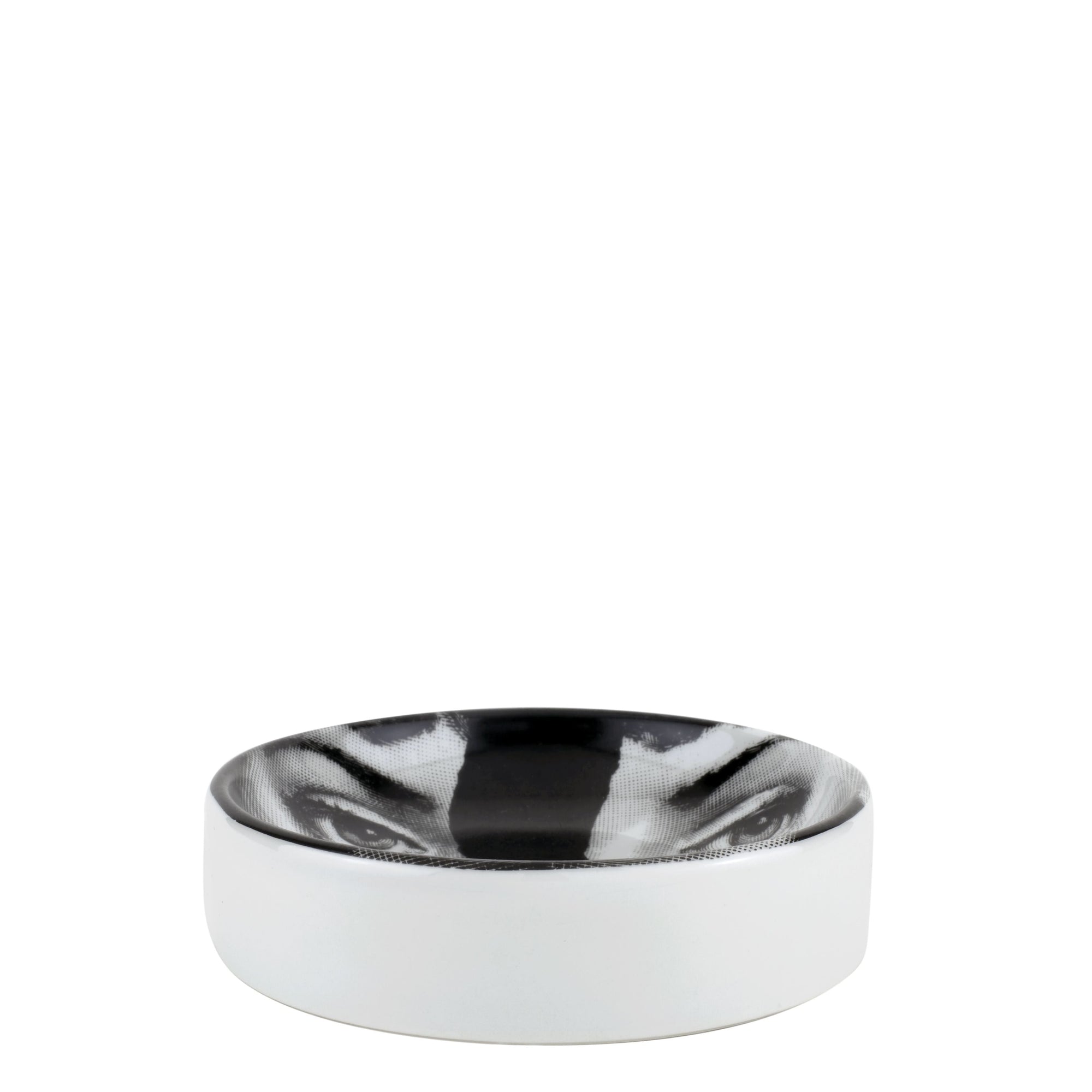 Tema e Variazioni n°10 round porcelain ashtray - Black & White