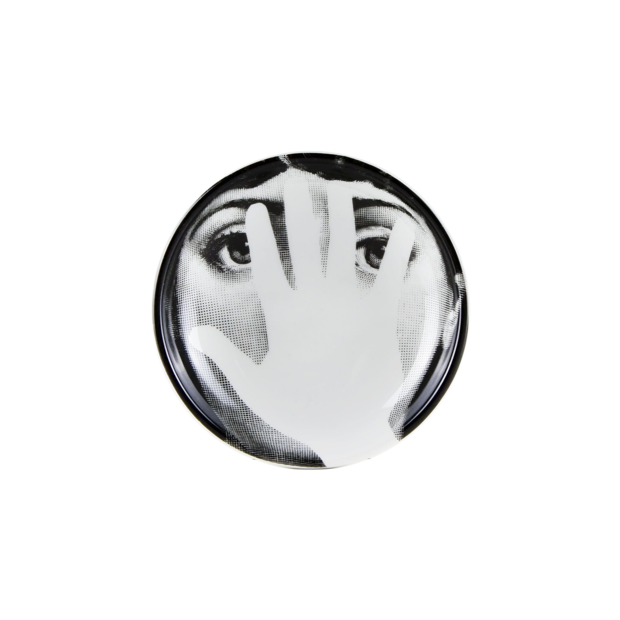 Tema e Variazioni n°16 round porcelain ashtray - Black & White