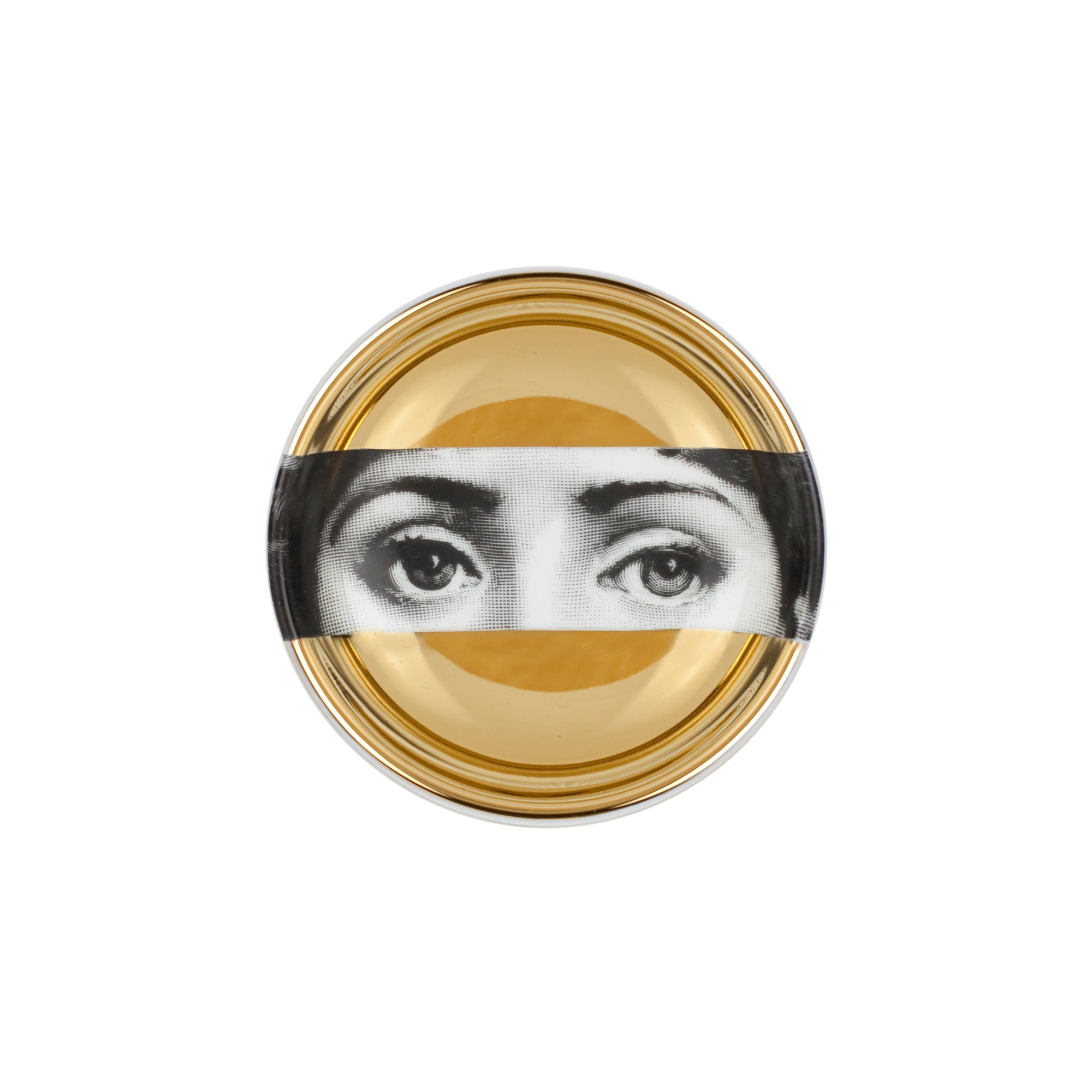 Tema e Variazioni n°32 round porcelain ashtray - Gold & Black & White