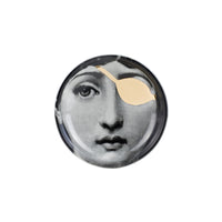 Tema e Variazioni n°8 round porcelain ashtray - Gold & Black & White