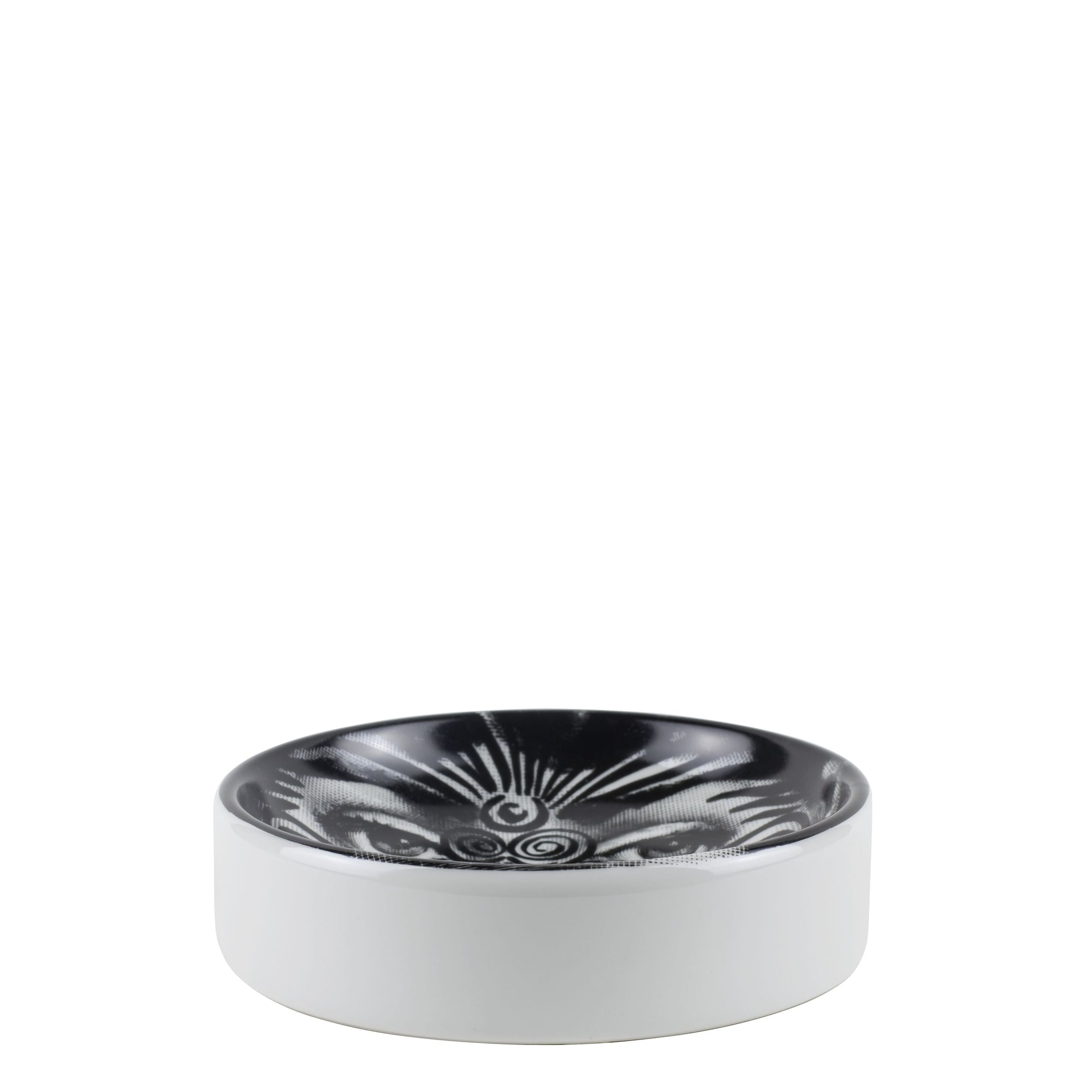 Tema e Variazioni n°9 round porcelain ashtray - Black & White