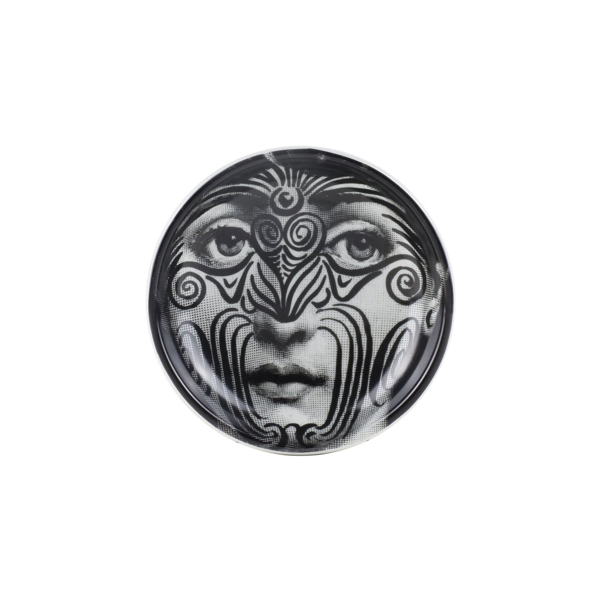 Tema e Variazioni n°9 round porcelain ashtray - Black & White