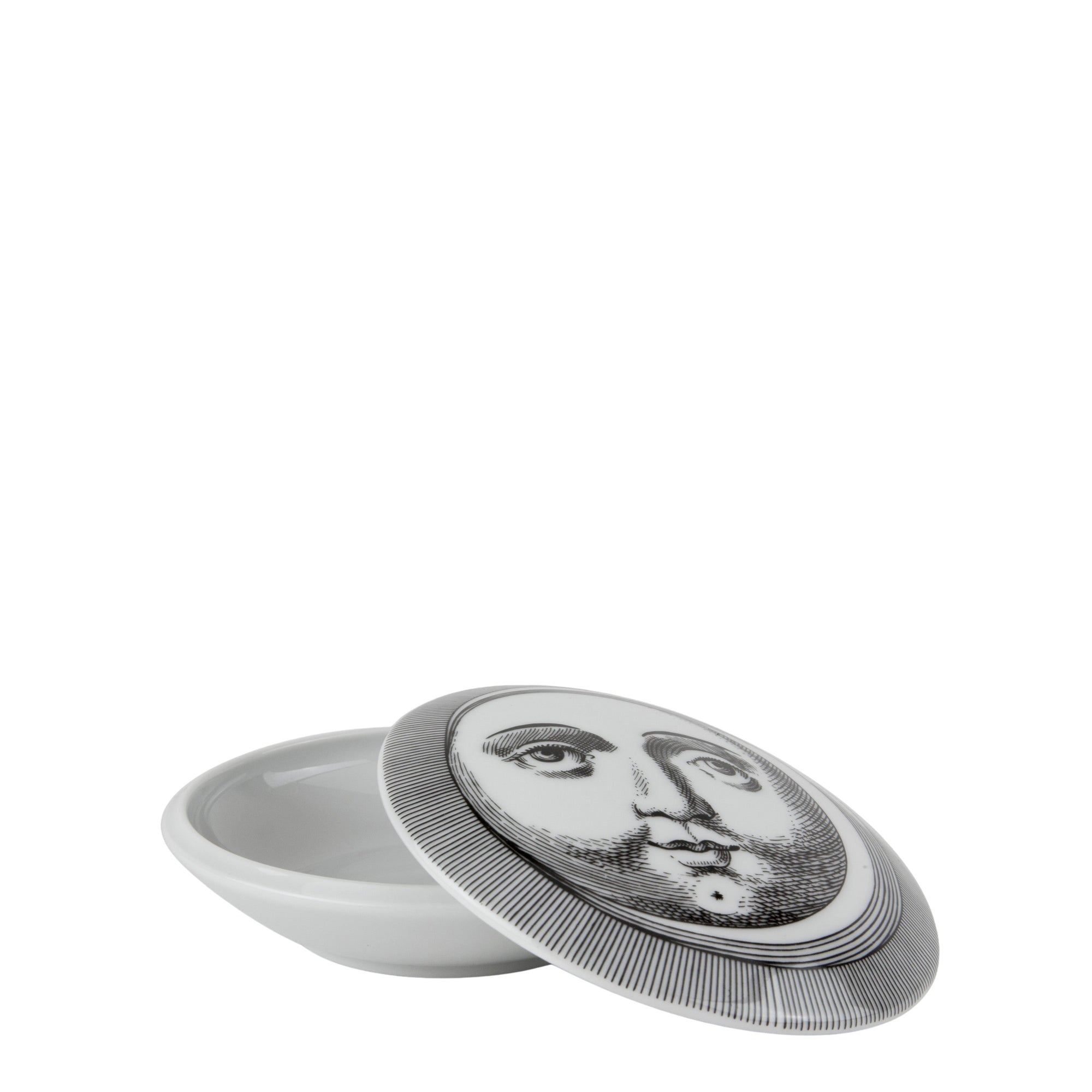 Luna round porcelain box - Black & White