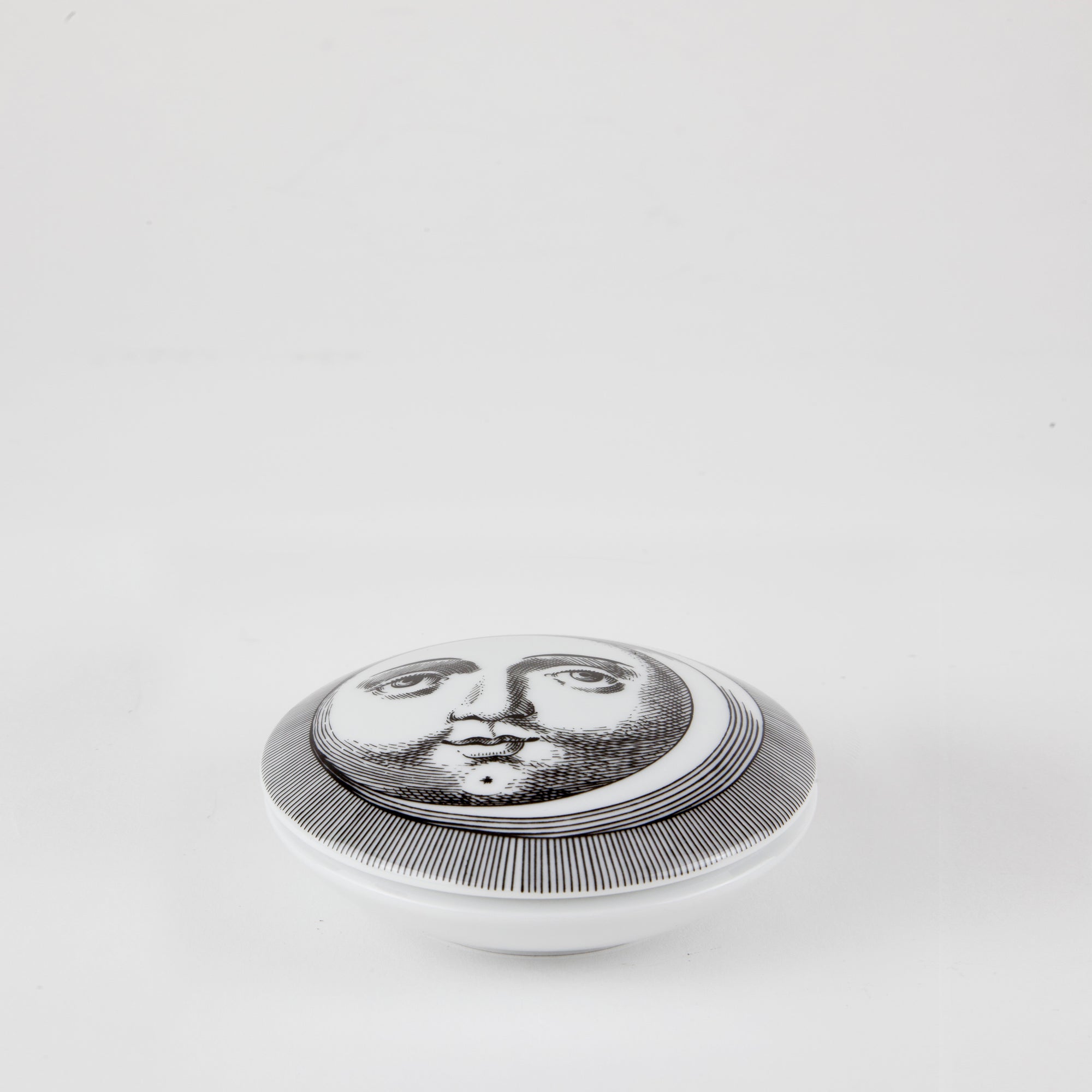 Luna round porcelain box - Black & White