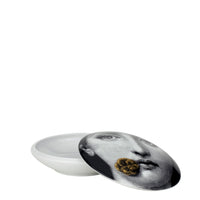 Tema e Variazioni n°137 round porcelain box - Gold & Black & White