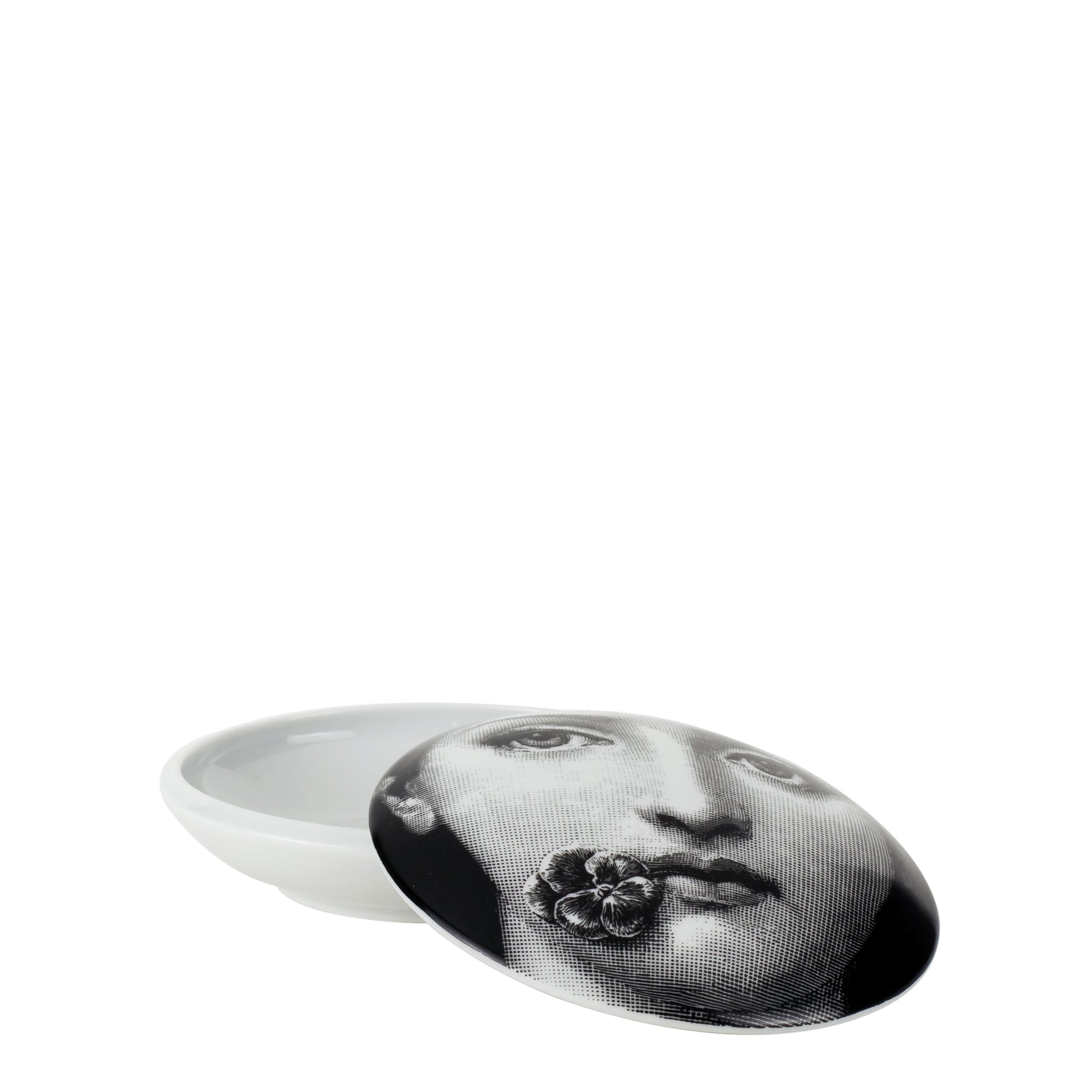 Tema e Variazioni n°137 round porcelain box - Black & White