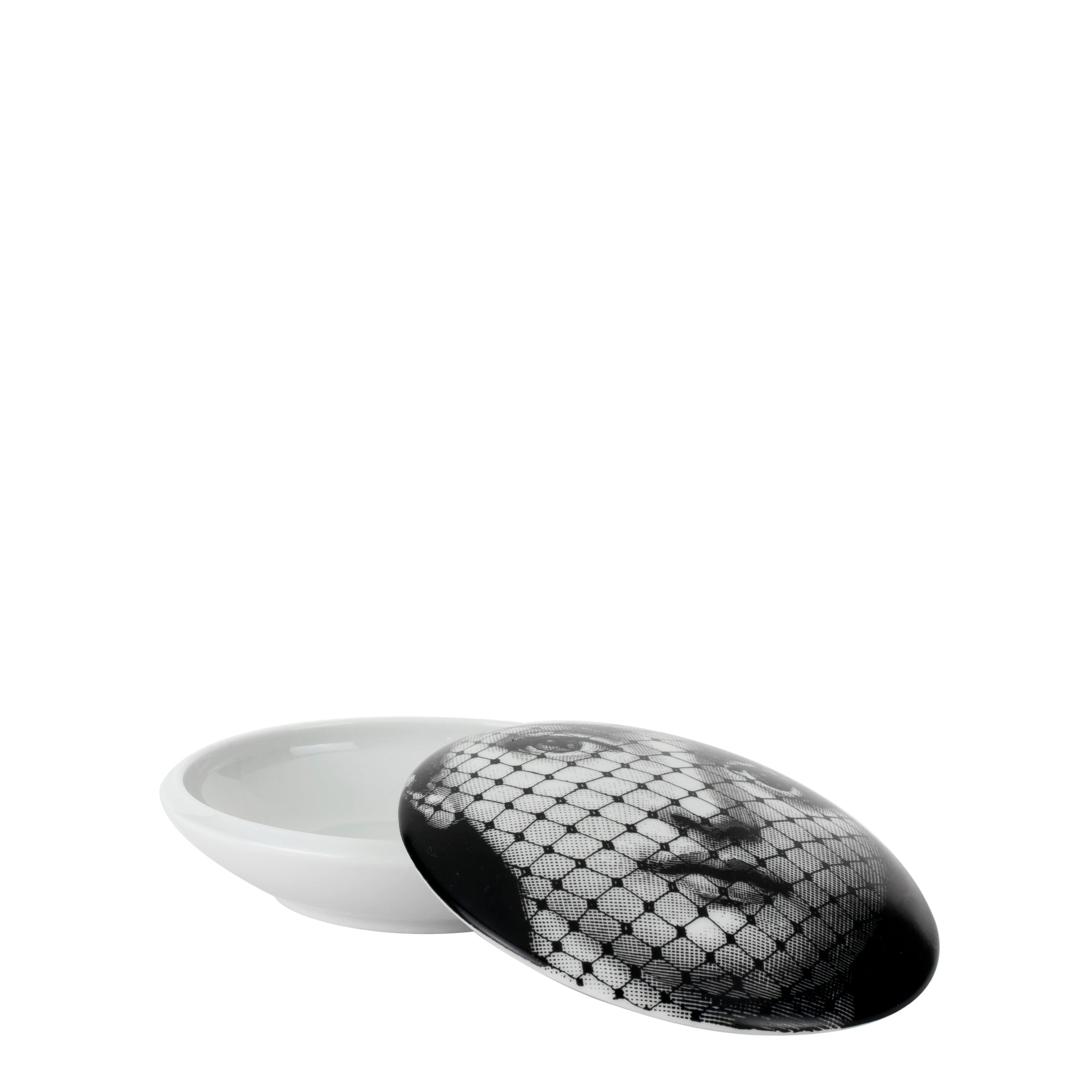Tema e Variazioni n.78 round porcelain box - Black & White