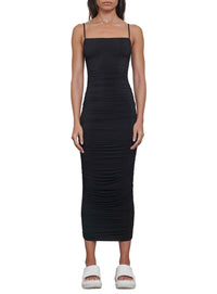 Ruched Slip Dress - Black