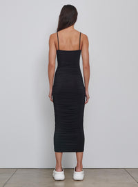 Ruched Slip Dress - Black