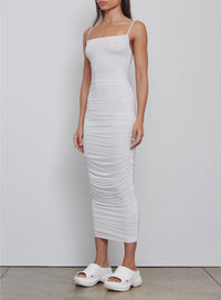 Robe portefeuille froncée - White