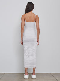 Robe portefeuille froncée - White
