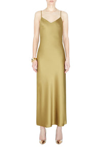 Cropped V Neck Slip Dress - Olive