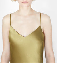 Cropped V Neck Slip Dress - Olive