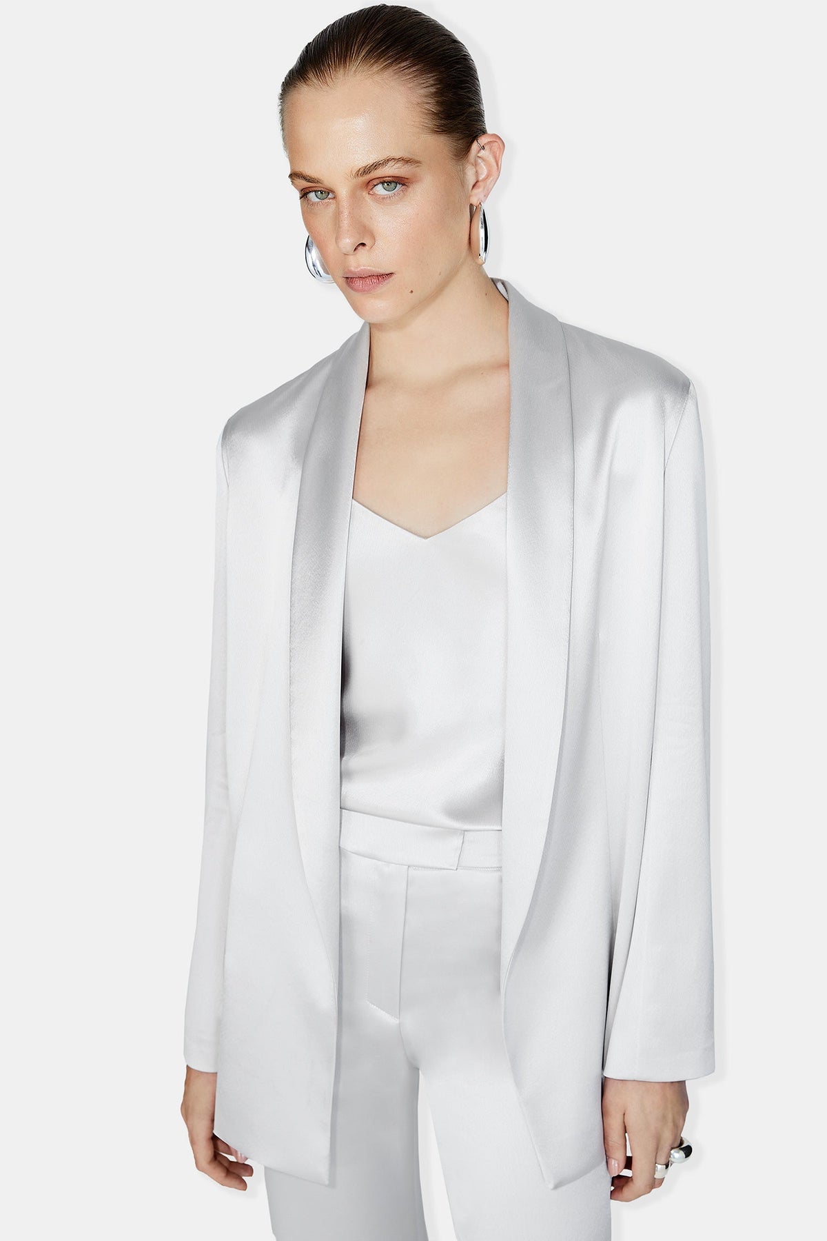Julianne Satin Blazer - Platinum