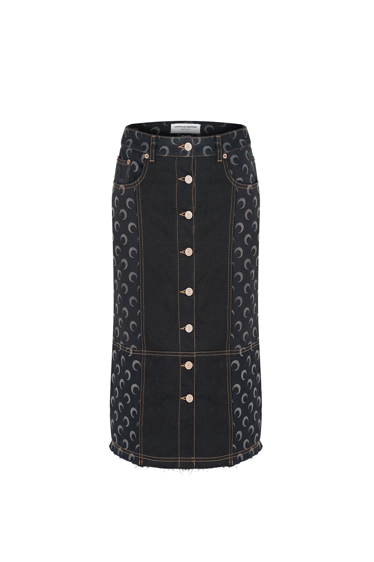 Jupe boutonnée en denim Moon - All Over Moon Black