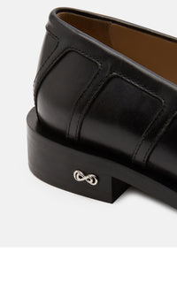 Double Heart leather & rhinestone loafers - Black