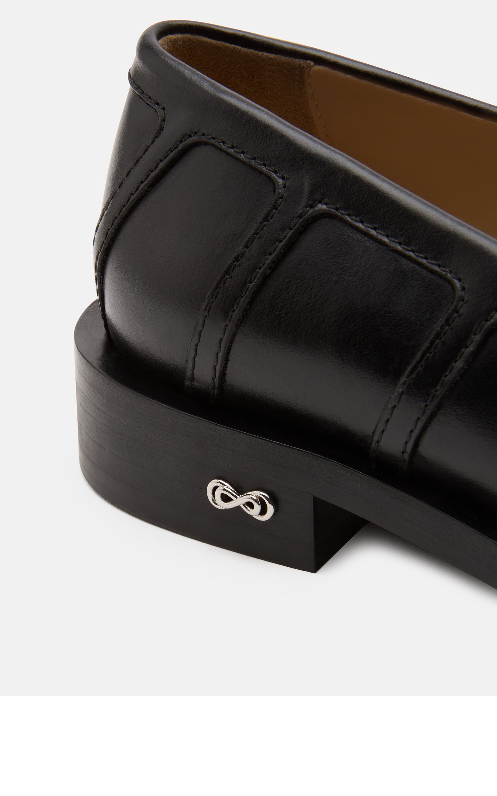 Double Heart leather & rhinestone loafers - Black